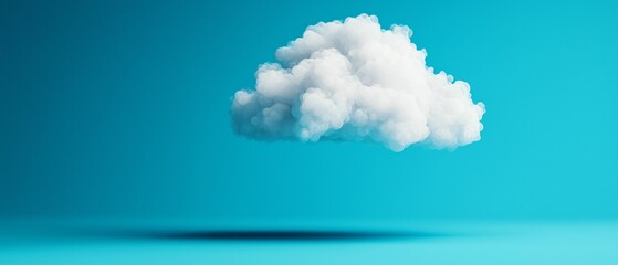 Poster - Cloud computing optimize. A fluffy white cloud floats against a vibrant turquoise background, creating a serene and calm atmosphere.