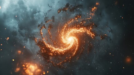 Wall Mural - a captivating 4k image of a spiraling galaxy in space, with its dynamic structure glowing amidst a f