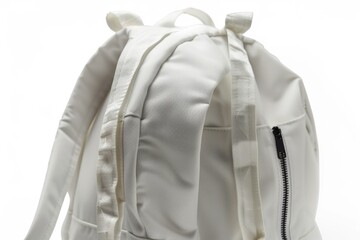 Poster - A close-up shot of a white backpack on a plain white surface