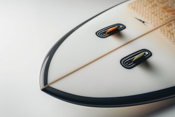 Poster - Close-up photo of a surfboard on a table, great for use in sports-related context or as decorative element