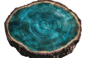 Poster - Close-up of a wooden ring with a blue ring detail, suitable for decoration or jewelry design