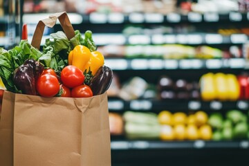 Poster - Fresh produce in a grocery bag