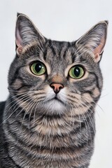 Poster - A close-up shot of a cat's face with bright green eyes