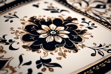 Poster - Close-up of intricate traditional Mehndi patterns in a soft monochromatic style