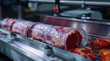 Poster - Fresh produce on a moving conveyor belt, great for food market or grocery store images
