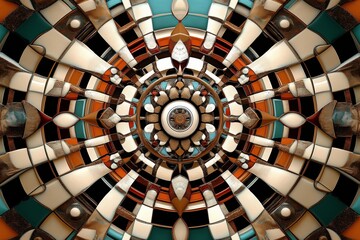 Poster - A kaleidoscope of concentric geometric patterns in earth tones