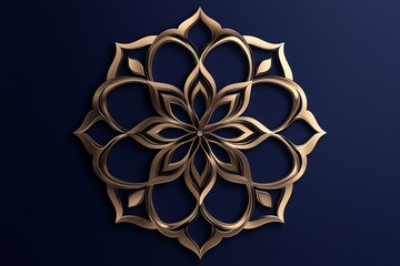 Poster - A mandala design in gold on a matte navy-blue background