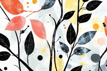 Poster - A close-up shot of mixed leaves and berries against a pure white background, perfect for uses such as branding or packaging design