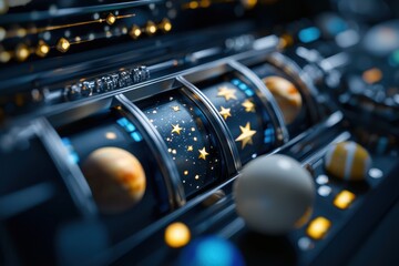 Poster - A slot machine with a star and planet on it