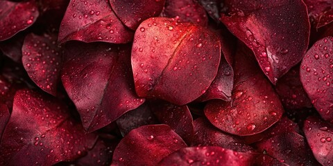 Poster - A close-up shot of a bunch of red leaves, ideal for using in autumn or nature-themed designs