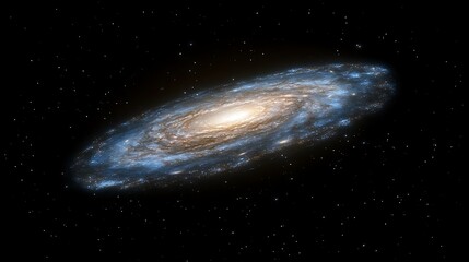 Wall Mural - a photorealistic 4k visualization of a spiraling galaxy, glowing brightly in the dark expanse of spa