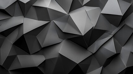Poster - Dynamic origami-inspired pattern in shades of black showcasing intricate folds and sharp edges