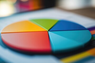 Poster - A close-up of a pie chart displayed on a table, suitable for use in presentations or reports