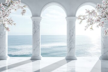 Wall Mural - a scenic view of the ocean from beneath an archway, great for travel or nature photography