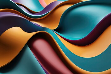 Poster - Contemporary 3D Wave Art Design Featuring Vibrant Colors and Smooth Textures