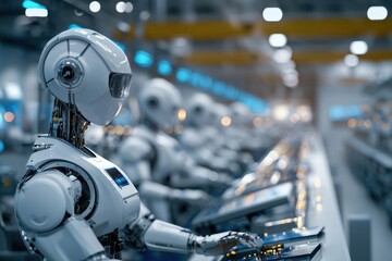 Poster - A robot is working in a factory