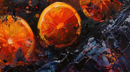 Poster - A still life of oranges on a dark surface