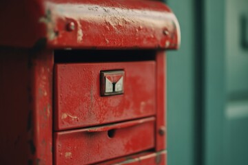 Aufkleber - A close-up shot of a bright red mailbox with a slight rust on the edges