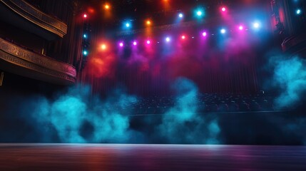 Poster - A stage with thick smoke effects, ideal for concert or event photography