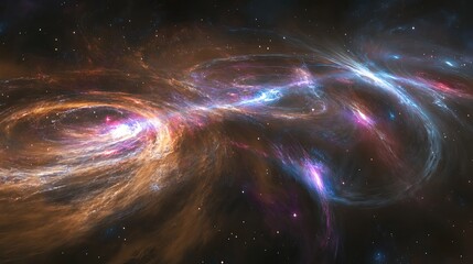 Wall Mural - a stunning illustration of colorful galaxies in a realistic style, with swirling nebulae and shimmer