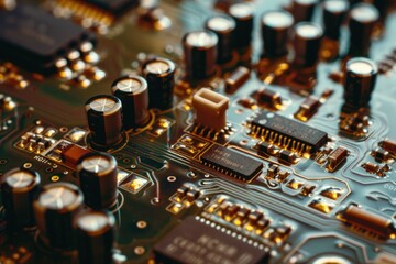 Poster - A close-up view of a circuit board with various electronic components