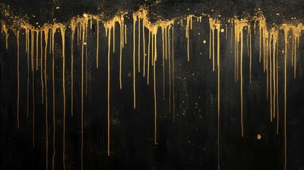 Poster - Dripping Gold Paint Texture on a Dark Background for Art Designs