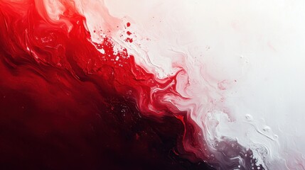 Poster - Abstract Red and White Fluid Art with Swirling Patterns and Textures