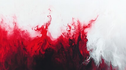 Poster - Abstract Red and White Swirl with Dark Accents in Artistic Design