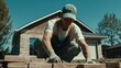 © 69 - Skilled Worker Laying Bricks for Home Construction Outdoors