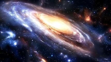 Wall Mural - a stunningly realistic depiction of colorful galaxies, with swirling gas clouds and radiant stars.