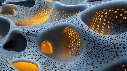 Poster - Abstract Organic Structure with Illuminated Hollow Patterns