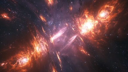 Wall Mural - a vivid and realistic illustration of multiple galaxies in space, each radiating colorful hues of or