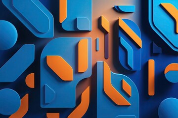 Poster - Futuristic Blue Abstract Background with Modern Geometric Shapes