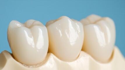 Poster - This close-up highlights a dental implant featuring a porcelain crown, focusing on the intricate details and smooth finish of restorative dentistry. Generative AI