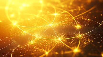 Poster - Sacred geometry pattern with glowing lines and sparks creating a mystical and vibrant atmosphere