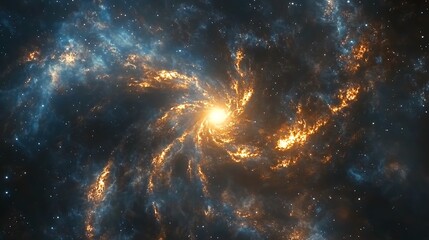 An awe-inspiring 4K depiction of a spiraling galaxy, with radiant stars and nebulae illuminating the cosmic background. 