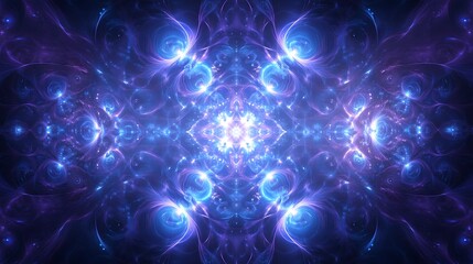Poster - Glowing fractal pattern showcasing vibrant colors and intricate designs in an abstract cosmic environment