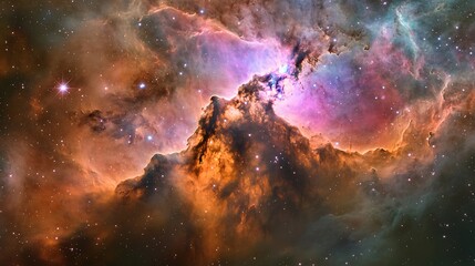 Wall Mural - an intricately detailed galaxy illustration in realistic style, featuring luminous nebulae in bold s