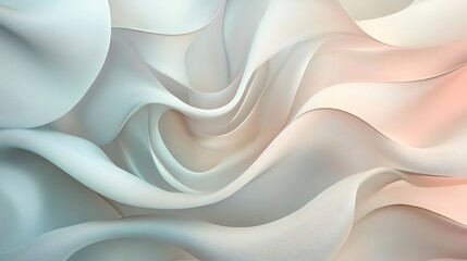 Poster - Wavy abstract lines create a fluid, soft texture in soothing pastel colors for calming visual appeal