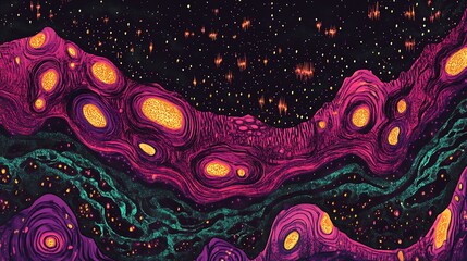 Wall Mural - an intricately detailed galaxy illustration in realistic style, featuring luminous nebulae in bold s
