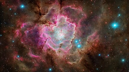 Wall Mural - an intricately detailed galaxy illustration in realistic style, featuring luminous nebulae in bold s