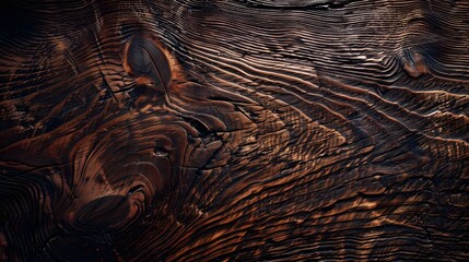 Aufkleber - Close-Up of Textured Dark Wood Surface with Unique Grain Patterns and Rustic Appeal, Ideal for Backgrounds and Design Inspirations