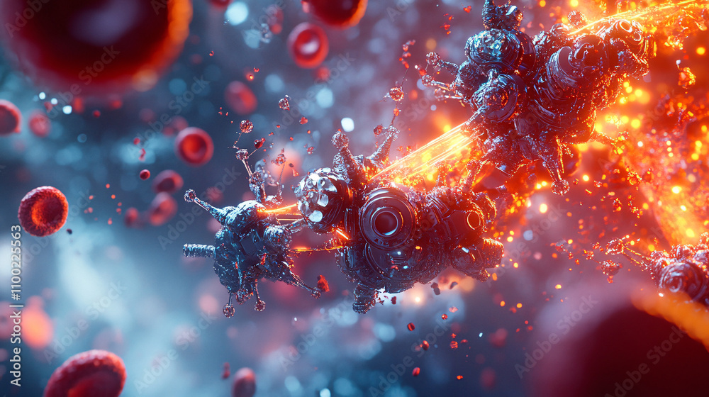 Microscopic Visuals of Red Blood Cells and Viruses in a Dynamic ...