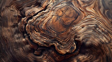 Poster - Detailed Close-Up of Richly Textured Wooden Surface Showing Unique Grain Patterns and Natural Wood Features Perfect for Nature and Woodworking Projects