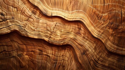 Poster - Detailed Close-Up of Natural Wood Grain Featuring Rich Texture and Warm Tones, Showcasing Organic Patterns and Unique Lines in a Beautifully Aged Surface
