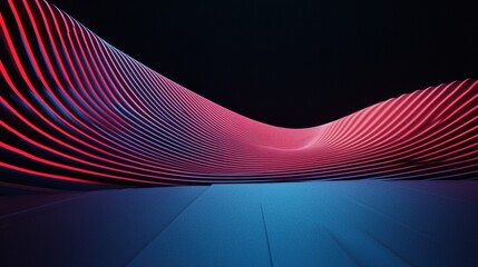 Poster - Futuristic LED Frame Shaped Like a Wave with Vibrant Colors in a Dark Background
