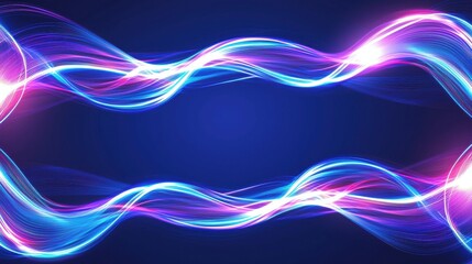 Poster - Sleek Rectangular Frame Formed by Flowing Neon Lines in Dynamic Colorful Composition