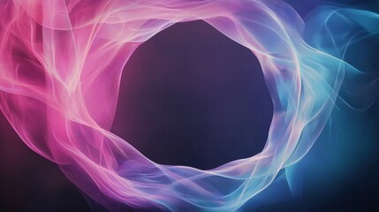 Poster - Dynamic Waves in Shades of Pink and Blue Creating a Broken Square Frame in Motion