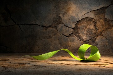 Poster - A dark, mysterious award ribbon glowing faintly, surrounded by shadowy textures and eerie ambient light