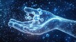 © Oksana - Cybernetic hand clasps molecule amid space aesthetics